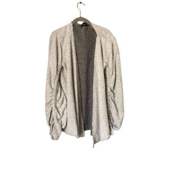 Hazel boutique women’s knit ruched sleeve open front cardigan size large - Picture 1 of 7